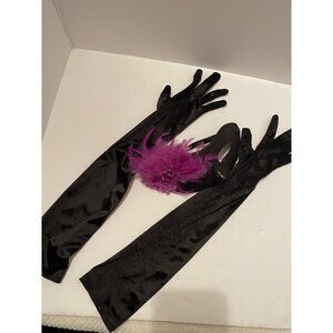 Weissman Costume Black Long Glamour Gloves with Black Sparkling Masquerade Mask